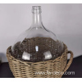 custom glass bottle vase with rattan wrapped basket